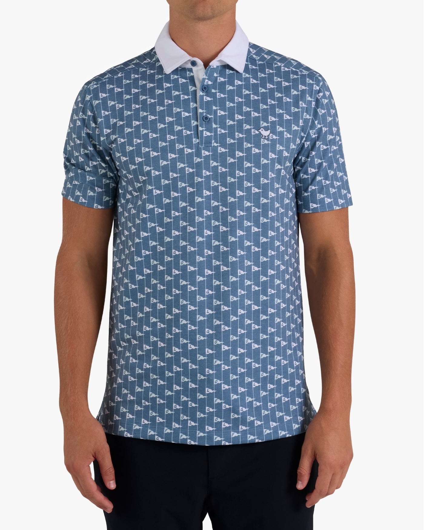 Bad Birdie Pique Let's Flag That polo in Blue Mirage